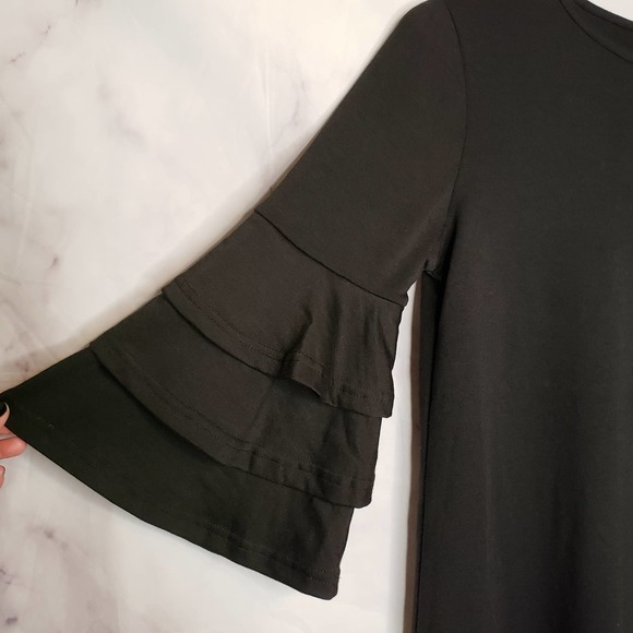 SIMPLY SOUTHERN Black Ruffle Tiered Bell Sleeve Winston Dress S - Picture 4 of 12